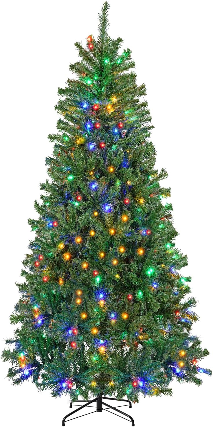Sweetcrispy 6ft Pre-Lit Snow Flocked Christmas Tree