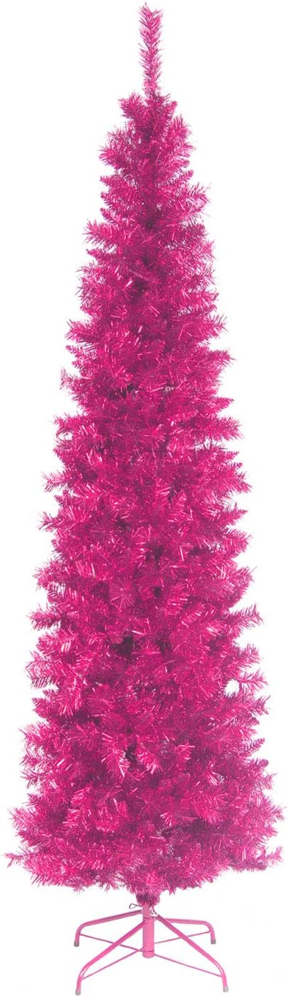6ft Purple Tinsel Artificial Christmas Tree w/ Stand