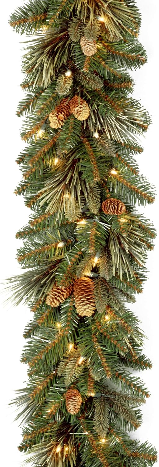 9ft Pre-Lit Carolina Pine Christmas Garland with Pinecones