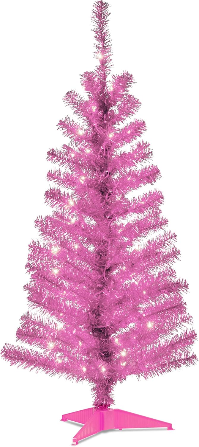 4ft Pre-Lit Tinsel Artificial Christmas Tree - 70 Clear Lights