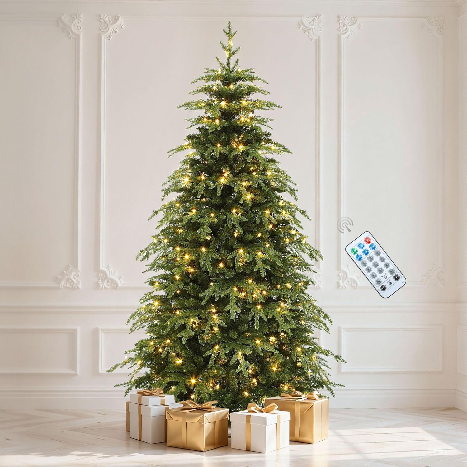 DWVO 6ft Prelit Christmas Tree - 300 Lights, 11 Modes