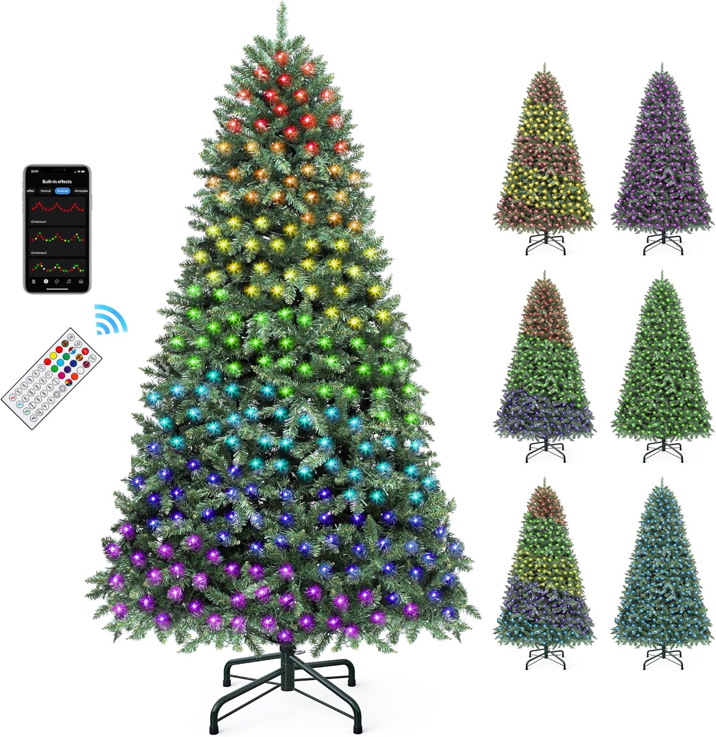 YITAHOME Prelit Christmas Tree - RGB/Flocked, Remote Control