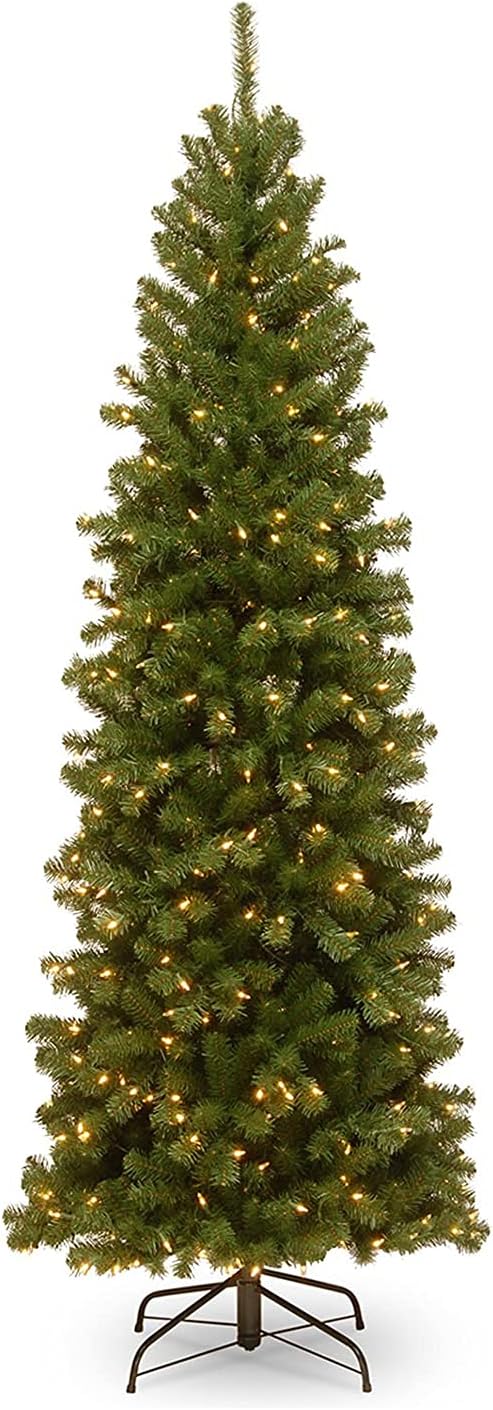 7ft Pre-Lit Slim Christmas Tree - White Lights