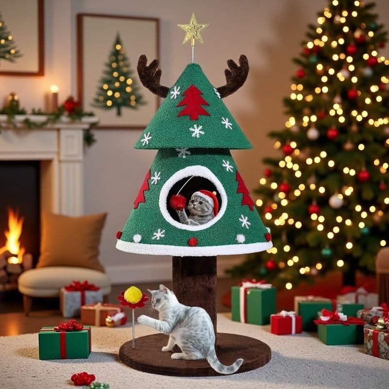 Christmas Cat Tree House - Festive Fun for Your Kitty