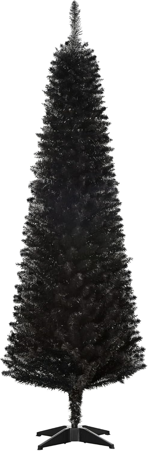 HOMCOM 6'-8' Artificial Pencil Christmas Tree Black