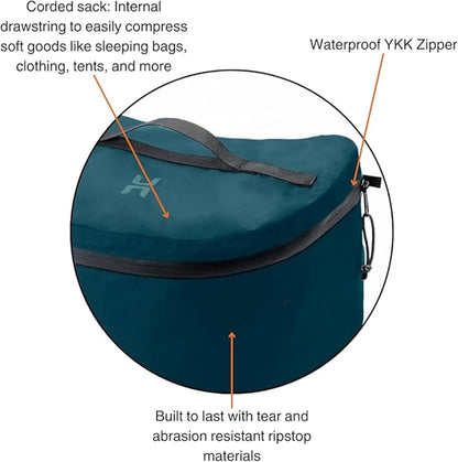 Hillsound PackStack Stuff Semi-Compression Storage Cubes, Waterproof Packing Cubes, Backpacking & Camping Space-Saving Modular Pack Organizers (Atlantic Blue, Fits 60L+ Backpack)