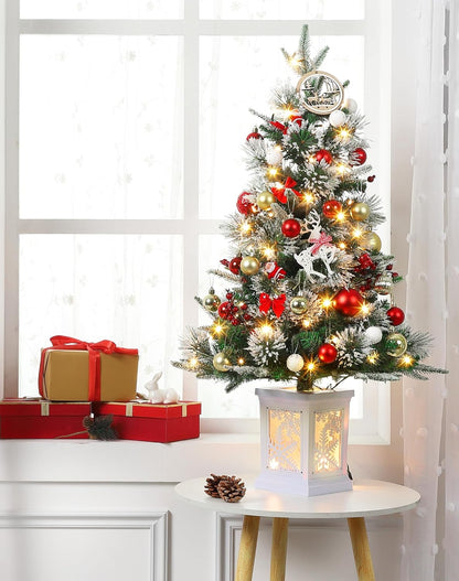 Pre-lit Snow Flocked Christmas Tree, Warm White LED