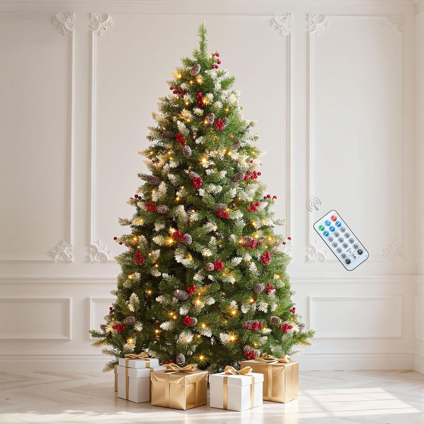 DWVO 6ft Prelit Christmas Tree - 300 Lights, 11 Modes