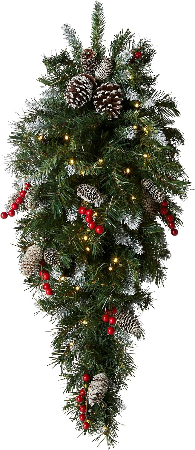 36" Frosted Berry Pre-Lit Christmas Teardrop