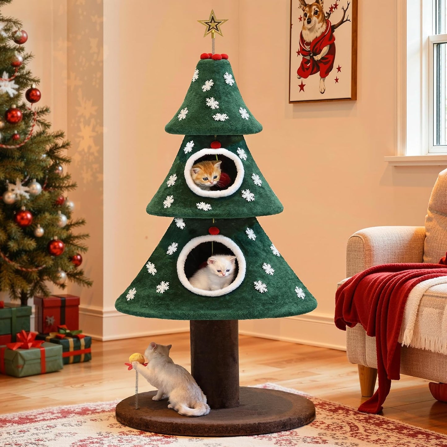 Christmas Cat Tree House - Festive Fun for Your Kitty