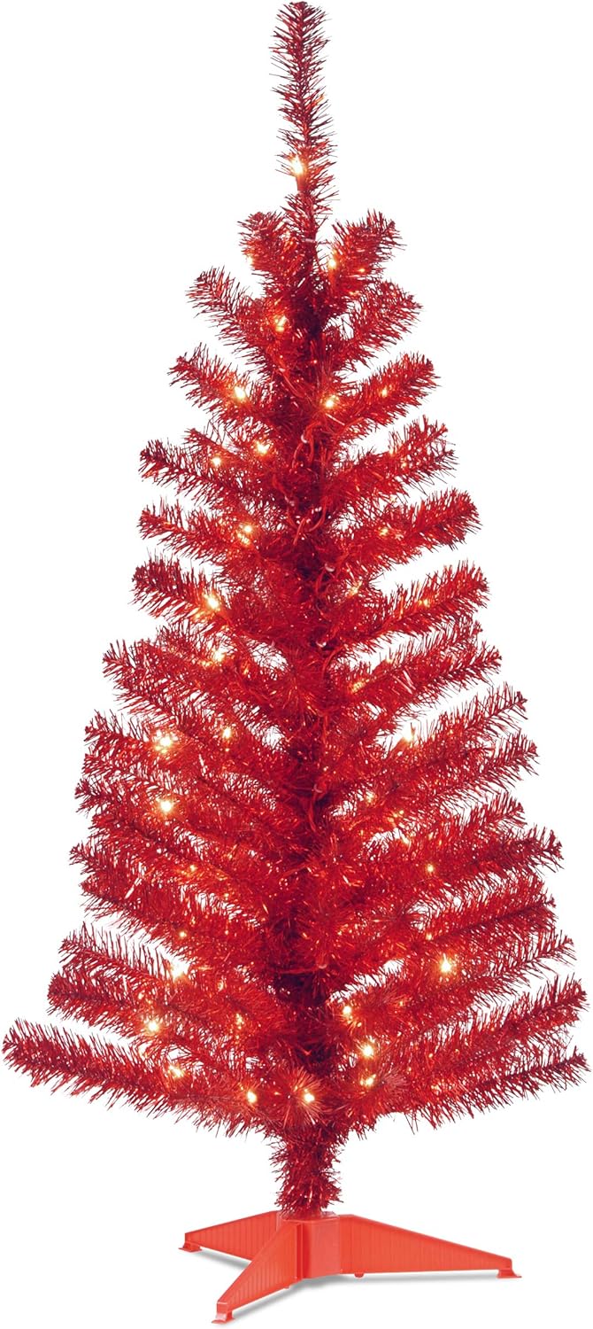 4ft Pre-Lit Tinsel Artificial Christmas Tree - 70 Clear Lights