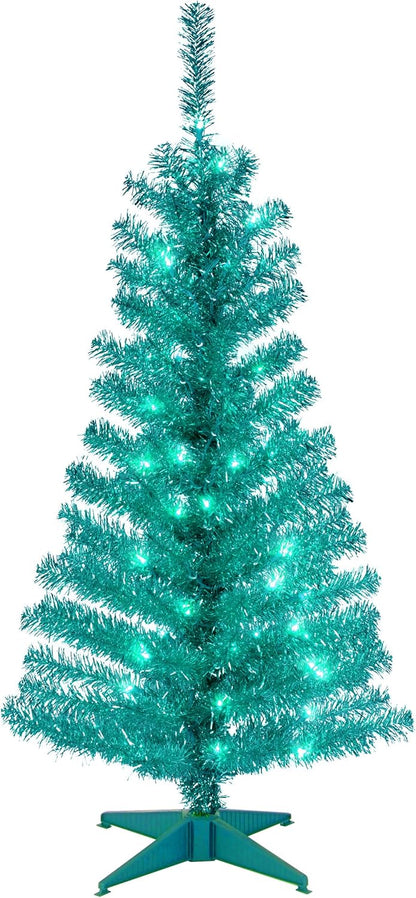 4ft Pre-Lit Tinsel Artificial Christmas Tree - 70 Clear Lights