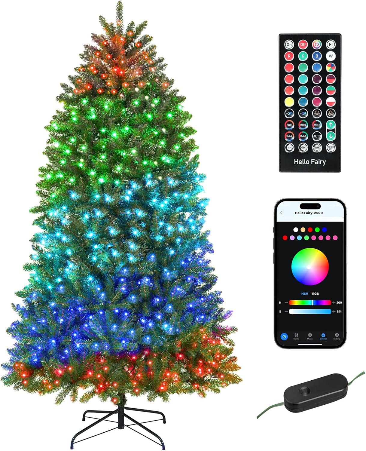 Smart RGB LED Prelit Hinged Christmas Tree - App Control